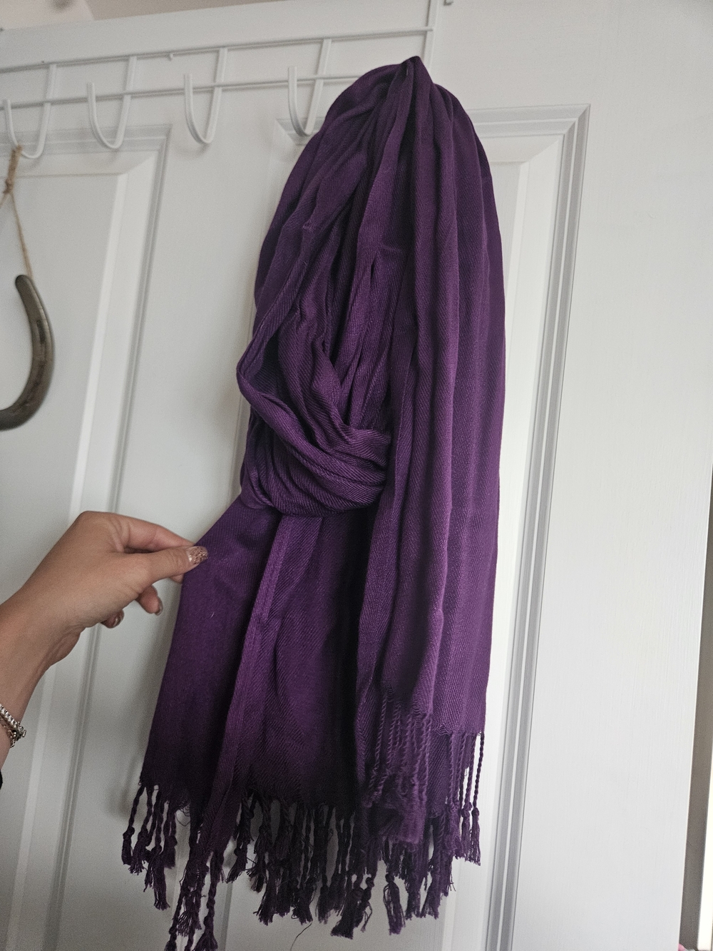 Purple Women's Fashion Scarf - Lightweight Fringe Wrap